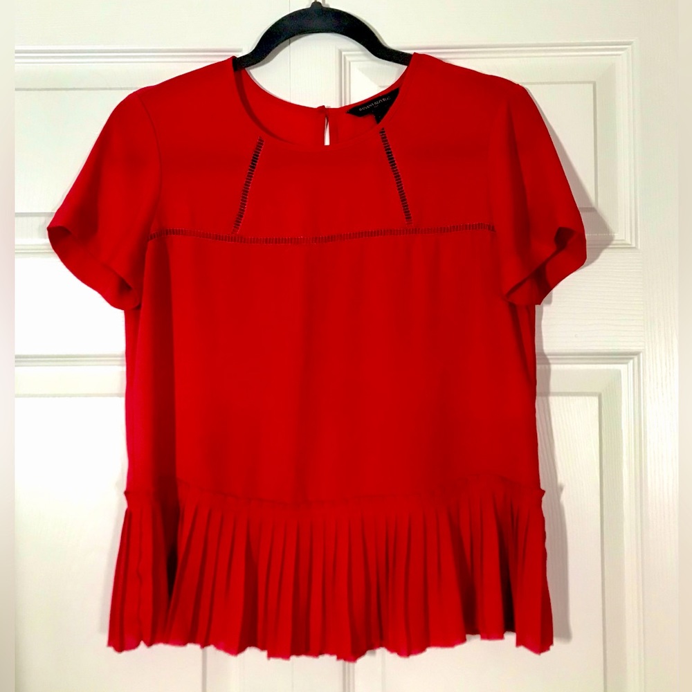 Banana Republic bottom ruffle red blouse.